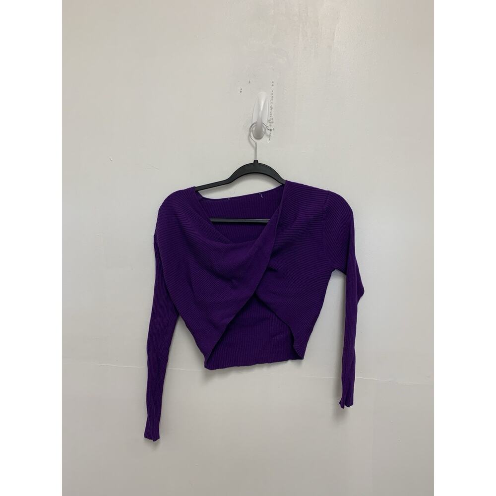 Live The Process Knit Purple Wrap Top Size Small
